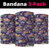 Hawaii Islands Map Design with Japanese Landscape Neck Gaiter Hawaiian Japan Fusion Art Purple Color LT03 package One Size: 25*50cm Purple - Polynesian Pride