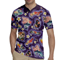 Hawaii Islands Map Design with Japanese Landscape Rugby Jersey Hawaiian Japan Fusion Art Purple Color LT03 - Polynesian Pride