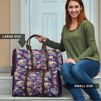 Hawaii Islands Map Design with Japanese Landscape Travel Bag Hawaiian Japan Fusion Art Purple Color LT03 - Polynesian Pride