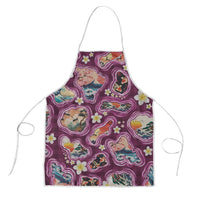 Hawaii Islands Map Design with Japanese Landscape Apron Hawaiian Japan Fusion Art Pink Color LT03 Pink - Polynesian Pride