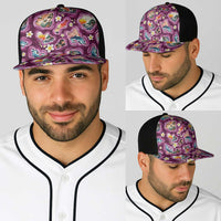 Hawaii Islands Map Design with Japanese Landscape Baseball Net Cap Hawaiian Japan Fusion Art Pink Color LT03 - Polynesian Pride
