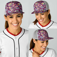 Hawaii Islands Map Design with Japanese Landscape Baseball Net Cap Hawaiian Japan Fusion Art Pink Color LT03 - Polynesian Pride