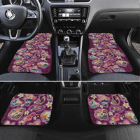 Hawaii Islands Map Design with Japanese Landscape Car Mats Hawaiian Japan Fusion Art Pink Color LT03 Set 4pcs Pink - Polynesian Pride