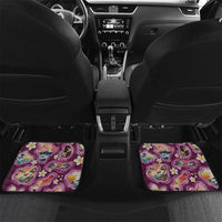 Hawaii Islands Map Design with Japanese Landscape Car Mats Hawaiian Japan Fusion Art Pink Color LT03 Set 2pcs - Back Pink - Polynesian Pride