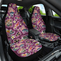 Hawaii Islands Map Design with Japanese Landscape Car Seat Cover Hawaiian Japan Fusion Art Pink Color LT03 One Size Pink - Polynesian Pride