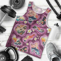 Hawaii Islands Map Design with Japanese Landscape Men Tank Top Hawaiian Japan Fusion Art Pink Color LT03 - Polynesian Pride