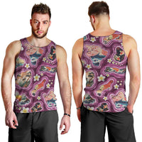 Hawaii Islands Map Design with Japanese Landscape Men Tank Top Hawaiian Japan Fusion Art Pink Color LT03 - Polynesian Pride
