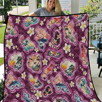 Hawaii Islands Map Design with Japanese Landscape Quilt Hawaiian Japan Fusion Art Pink Color LT03 Pink - Polynesian Pride
