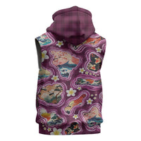 Hawaii Islands Map Design with Japanese Landscape Sleeveless Hoodie Hawaiian Japan Fusion Art Pink Color LT03 - Polynesian Pride