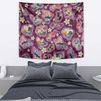 Hawaii Islands Map Design with Japanese Landscape Tapestry Hawaiian Japan Fusion Art Pink Color LT03 - Polynesian Pride