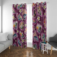 Hawaii Islands Map Design with Japanese Landscape Window Curtain Hawaiian Japan Fusion Art Pink Color LT03 With Grommets Pink - Polynesian Pride