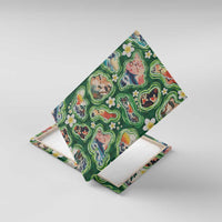 Hawaiian and Japanese Culture Together Canvas Wall Art Hawaiian Island Shapes with Japanese Landscape Green Color LT03 With Frame Green - Polynesian Pride
