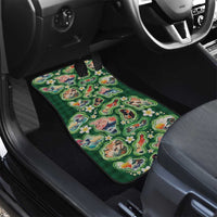 Hawaiian and Japanese Culture Together Car Mats Hawaiian Island Shapes with Japanese Landscape Green Color LT03 - Polynesian Pride