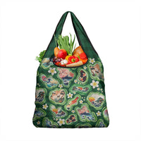 Hawaiian and Japanese Culture Together Grocery Bag Hawaiian Island Shapes with Japanese Landscape Green Color LT03 1-pack One Size Green - Polynesian Pride