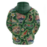 Hawaiian and Japanese Culture Together Hoodie Hawaiian Island Shapes with Japanese Landscape Green Color LT03 - Polynesian Pride
