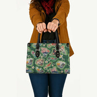 Hawaiian and Japanese Culture Together Leather Bag Hawaiian Island Shapes with Japanese Landscape Green Color LT03 - Polynesian Pride