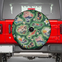 Hawaiian and Japanese Culture Together Spare Tire Cover Hawaiian Island Shapes with Japanese Landscape Green Color LT03 - Polynesian Pride