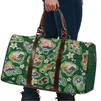 Hawaiian and Japanese Culture Together Travel Bag Hawaiian Island Shapes with Japanese Landscape Green Color LT03 - Polynesian Pride