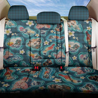 Hawaiian and Japanese Culture Together Back Car Seat Cover Hawaiian Island Shapes with Japanese Landscape Teal Color LT03 One Size Teal - Polynesian Pride