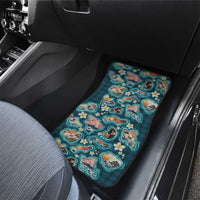 Hawaiian and Japanese Culture Together Car Mats Hawaiian Island Shapes with Japanese Landscape Teal Color LT03 - Polynesian Pride