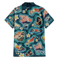 Hawaiian and Japanese Culture Together Hawaiian Shirt Hawaiian Island Shapes with Japanese Landscape Teal Color LT03 - Polynesian Pride