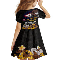 American Samoa Fue and Kava Bowl Family Matching Summer Maxi Dress and Hawaiian Shirt Plumeria and Polynesian Pattern