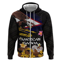 American Samoa Fue and Kava Bowl Hoodie Plumeria and Polynesian Pattern