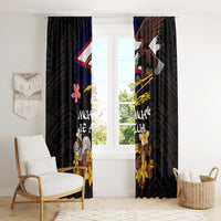 American Samoa Fue and Kava Bowl Window Curtain Plumeria and Polynesian Pattern LT03 - Polynesian Pride