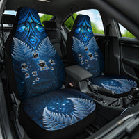 New Zealand Matariki Car Seat Cover Maori Pattern and Kiwi Bird Haka Dance Sky Night LT03 One Size Blue - Polynesian Pride