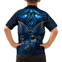 New Zealand Matariki Kid Hawaiian Shirt Maori Pattern and Kiwi Bird Haka Dance Sky Night LT03 - Polynesian Pride