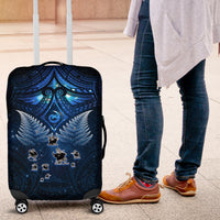 New Zealand Matariki Luggage Cover Maori Pattern and Kiwi Bird Haka Dance Sky Night LT03 Blue - Polynesian Pride
