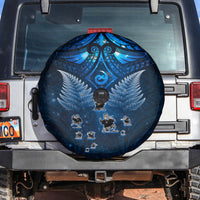 New Zealand Matariki Spare Tire Cover Maori Pattern and Kiwi Bird Haka Dance Sky Night LT03 Blue - Polynesian Pride