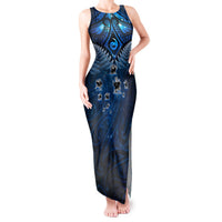 New Zealand Matariki Tank Maxi Dress Maori Pattern and Kiwi Bird Haka Dance Sky Night LT03 Women Blue - Polynesian Pride
