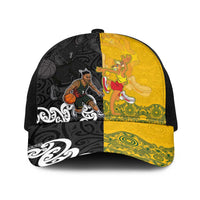 Aotearoa New Zealand And Australia Basketball Baseball Net Cap Maori Tribal Tattoo And Aboriginal Dot Art Heritage