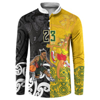 Aotearoa New Zealand And Australia Basketball Custom Button Sweatshirt Maori Tribal Tattoo And Aboriginal Dot Art Heritage LT03 Multicolor - Polynesian Pride