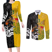 Aotearoa New Zealand And Australia Basketball Custom Couples Matching Long Sleeve Bodycon Dress and Long Sleeve Button Shirt Maori Tribal Tattoo And Aboriginal Dot Art Heritage LT03 Multicolor - Polynesian Pride