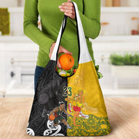Aotearoa New Zealand And Australia Basketball Custom Grocery Bag Maori Tribal Tattoo And Aboriginal Dot Art Heritage LT03 - Polynesian Pride