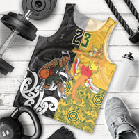 Aotearoa New Zealand And Australia Basketball Custom Men Tank Top Maori Tribal Tattoo And Aboriginal Dot Art Heritage