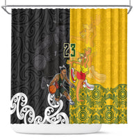 Aotearoa New Zealand And Australia Basketball Custom Shower Curtain Maori Tribal Tattoo And Aboriginal Dot Art Heritage