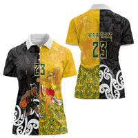 Aotearoa New Zealand And Australia Basketball Custom Women Polo Shirt Maori Tribal Tattoo And Aboriginal Dot Art Heritage LT03 - Polynesian Pride
