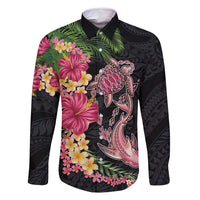 Hawaiian Tropical Plants Turtle and Shark Family Matching Mermaid Dress and Hawaiian Shirt Polynesian Art Tattoo