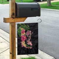 Hawaiian Tropical Plants Turtle and Shark Garden Flag Polynesian Art Tattoo