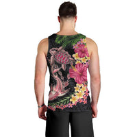 Hawaiian Tropical Plants Turtle and Shark Men Tank Top Polynesian Art Tattoo