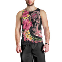 Hawaiian Tropical Plants Turtle and Shark Men Tank Top Polynesian Art Tattoo