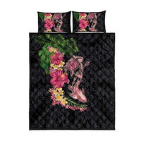 Hawaiian Tropical Plants Turtle and Shark Quilt Bed Set Polynesian Art Tattoo