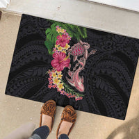 Hawaiian Tropical Plants Turtle and Shark Rubber Doormat Polynesian Art Tattoo