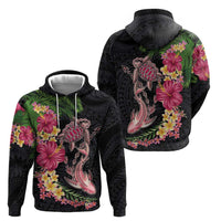 Hawaiian Tropical Plants Turtle and Shark Zip Hoodie Polynesian Art Tattoo LT03 - Polynesian Pride