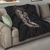 Hawaiian Tropical Plants Turtle and Shark Quilt Polynesian Art Tattoo Grayscale Color