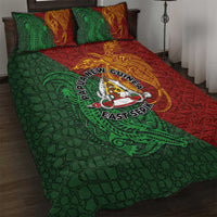 Papua New Guinea East Sepik Province Quilt Bed Set Tribal Crocodile Birds of Paradise Melanesian Tattoo