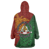 Papua New Guinea East Sepik Province Wearable Blanket Hoodie Tribal Crocodile Birds of Paradise Melanesian Tattoo